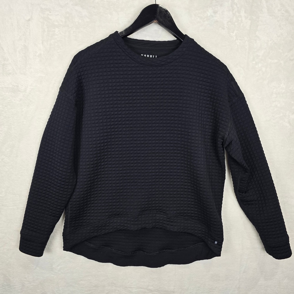 NOBULL Black Quilted Crewneck Pullover Athletic Sweatshirt Small Made in USA